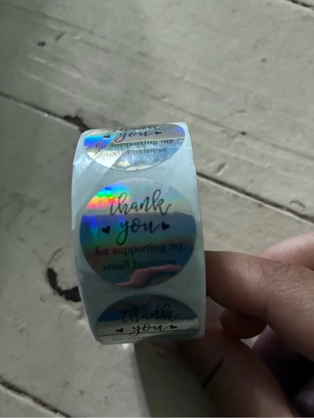 1 Roll 500 Holograph Thank You For Supporting My Small Business Stickers 1